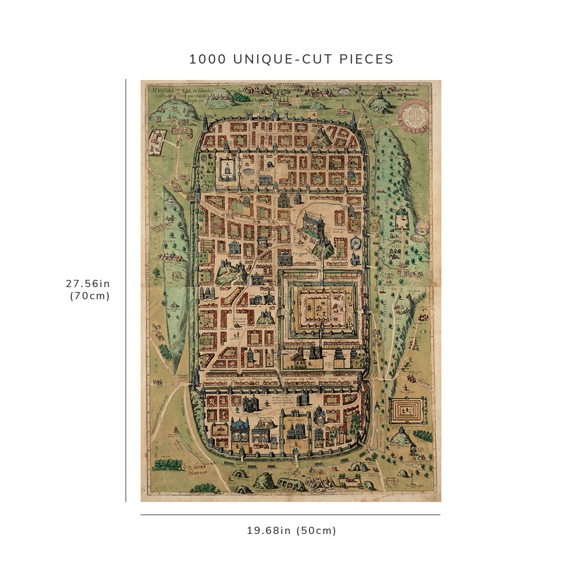 1000 Piece Jigsaw Puzzle: 1584–1588 Map Israel | Jerusalem | Jerusalem Ierusalem
