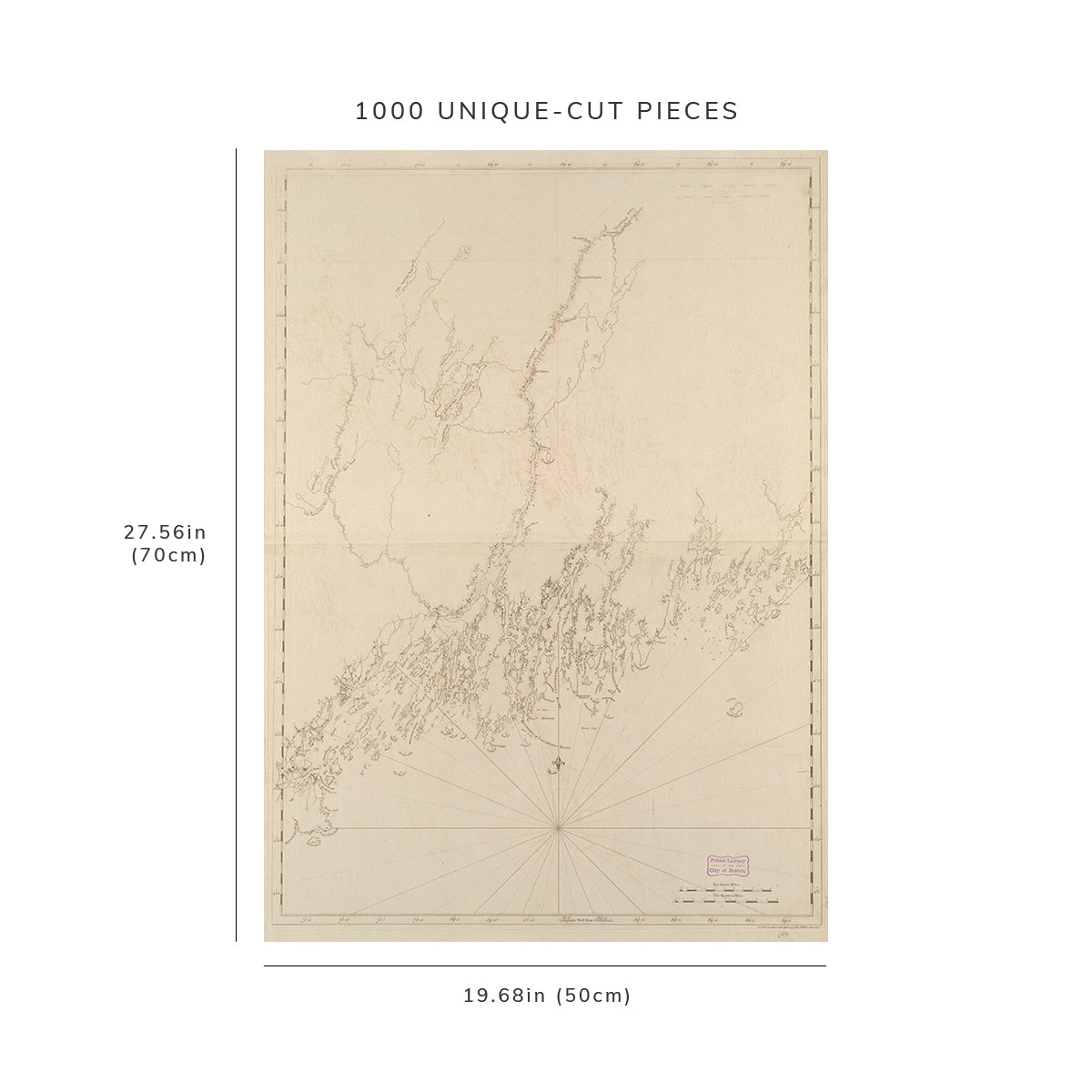 1000 Piece Jigsaw Puzzle: 1776 Map | Coast of Maine from Mosquito Head to Spurwink River