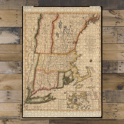 1000 Piece Jigsaw Puzzle 1776 Map New England | Bowles's new pocket map