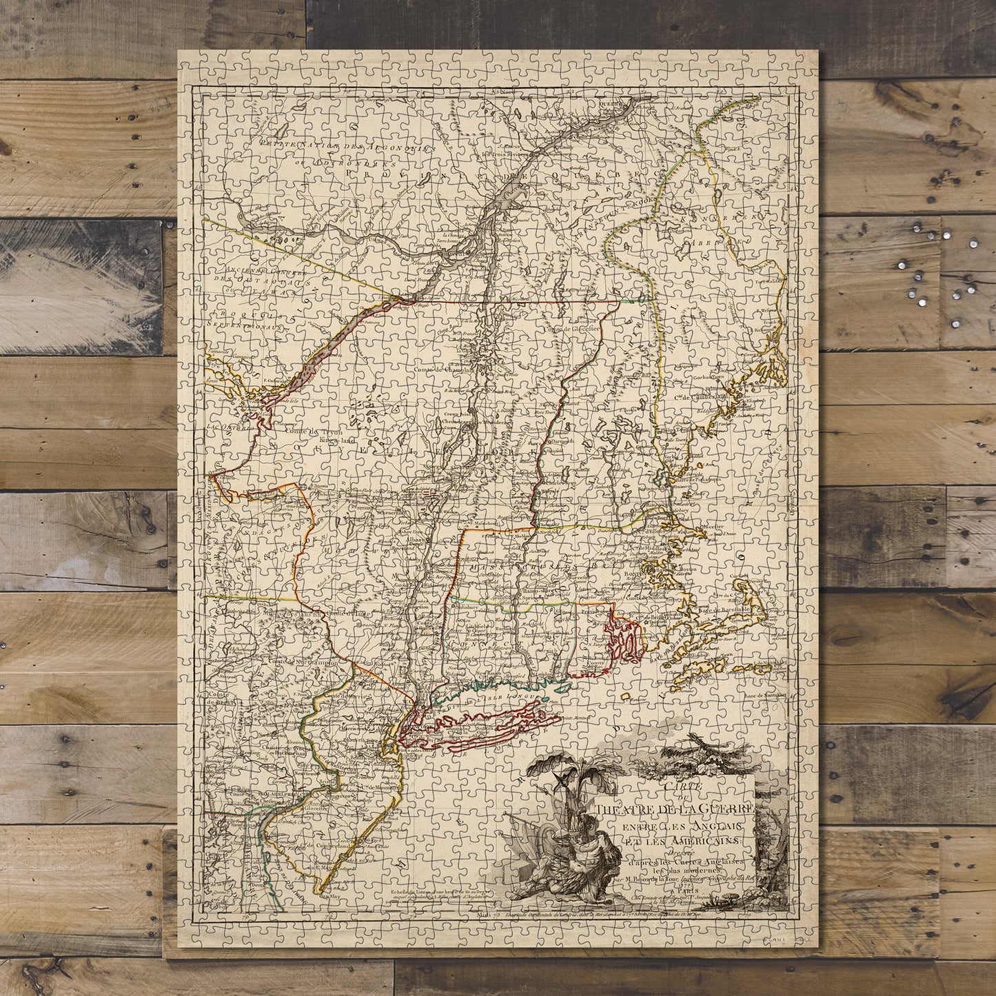 1000 Piece Jigsaw Puzzle 1777 Map Northeastern United States Carte du the?atre