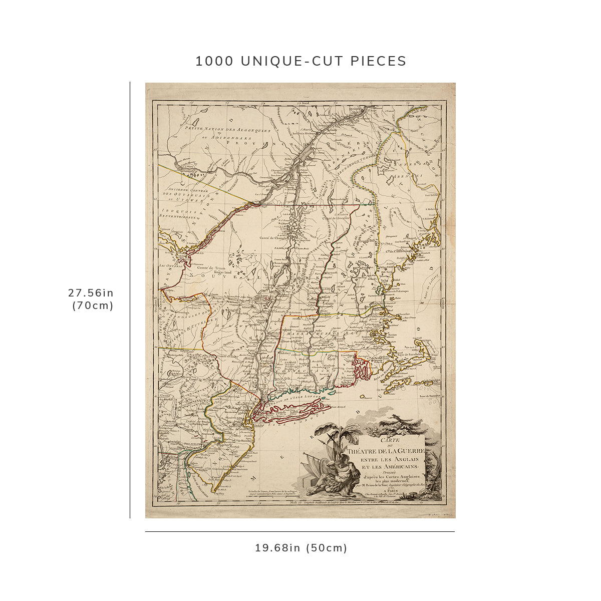 1000 Piece Jigsaw Puzzle: 1777 Map Northeastern United States Carte du the?atre