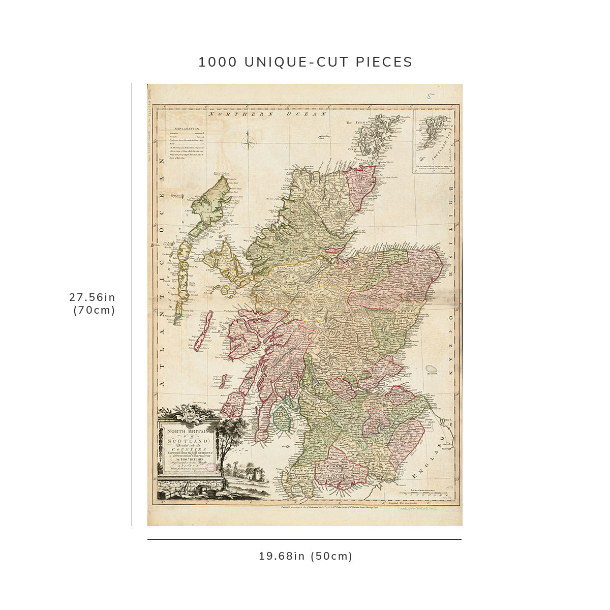 1000 Piece Jigsaw Puzzle: 1778 Map | North Britain or Scotland divided into its counties