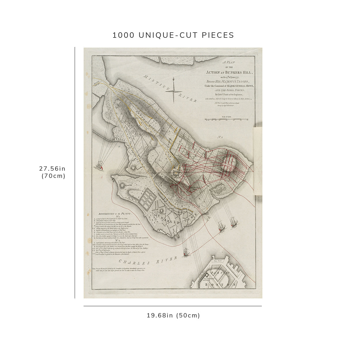 1000 Piece Jigsaw Puzzle: 1778 Map A plan of the action at Bunkers Hill