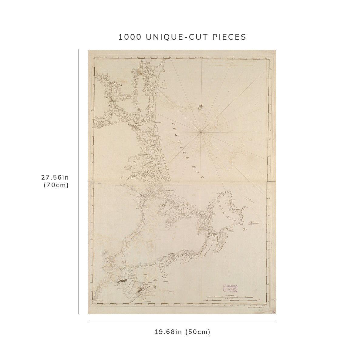 1000 Piece Jigsaw Puzzle: 1781 Map | Essex | New Hampshire | Rockingham Coast of New Ham