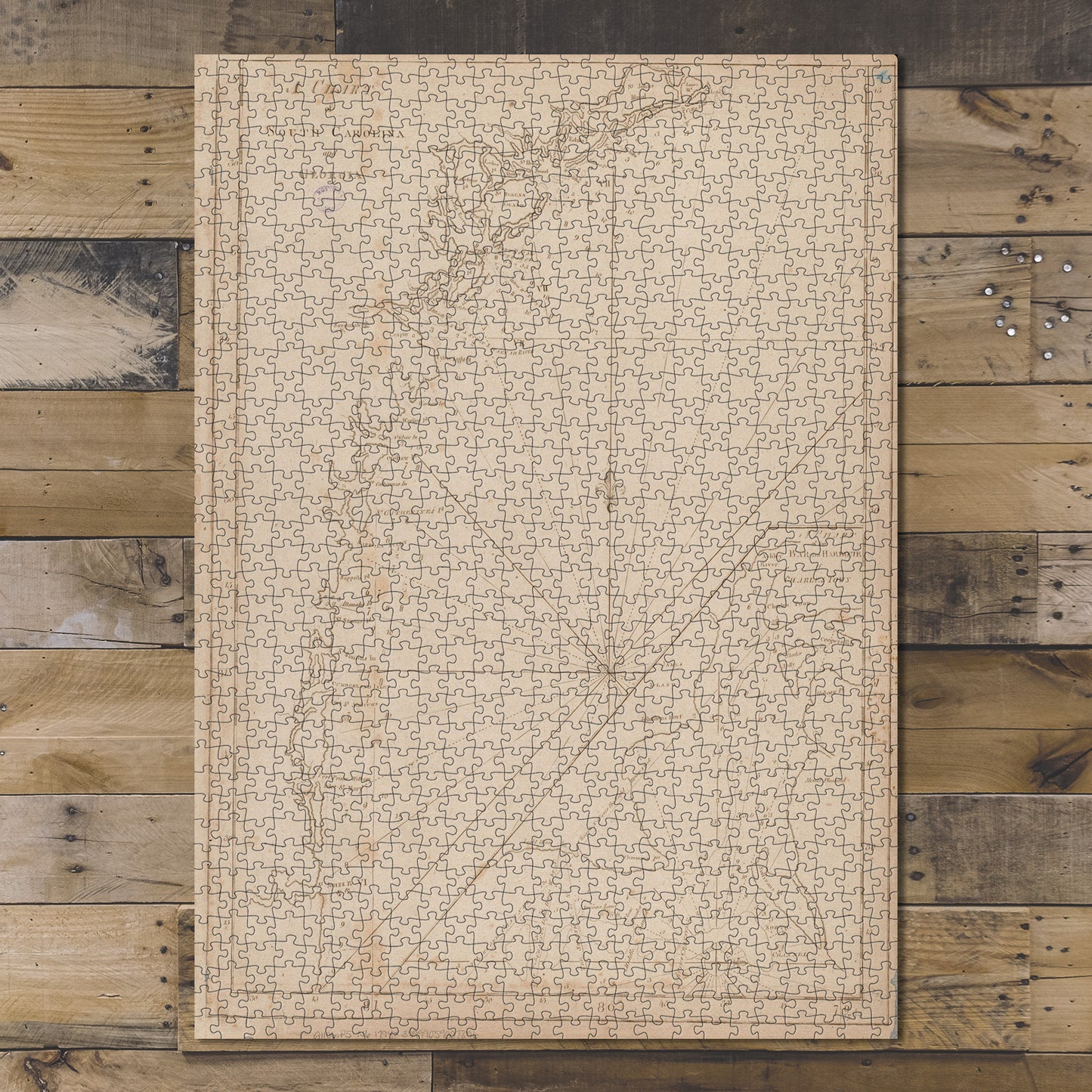 1000 Piece Jigsaw Puzzle 1794 Map Georgia | South Carolina | Charleston | Harbor