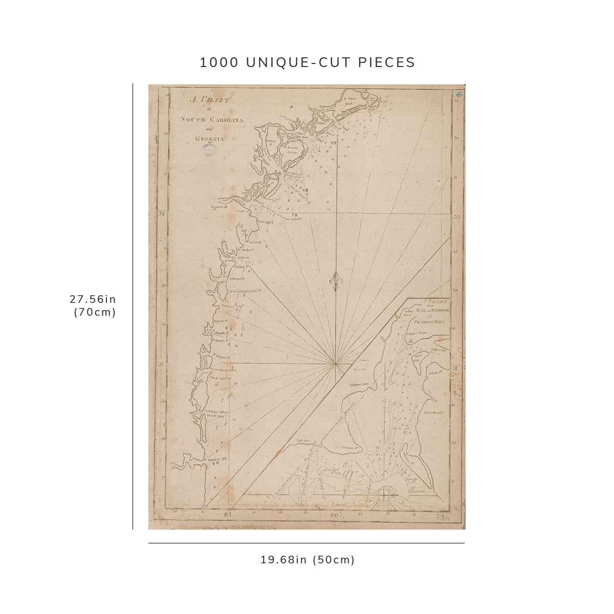 1000 Piece Jigsaw Puzzle: 1794 Map Georgia | South Carolina | Charleston | Harbor