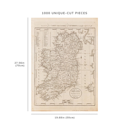 1000 Piece Jigsaw Puzzle: 1800 Map Ireland of Ireland according to the best authorities
