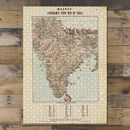 1000 Piece Jigsaw Puzzle 1857 Map | Magnus' panoramic view map of India