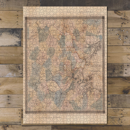 1000 Piece Jigsaw Puzzle 1860 Map | New map of the vicinity of Boston