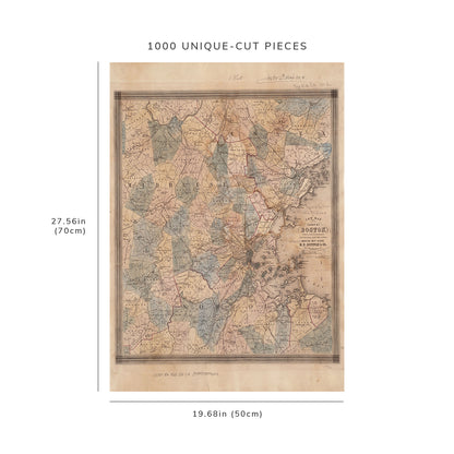 1000 Piece Jigsaw Puzzle: 1860 Map | New map of the vicinity of Boston