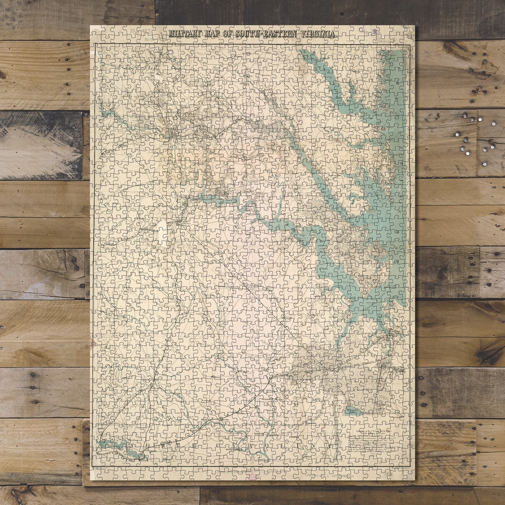 1000 Piece Jigsaw Puzzle 1862 Map | South-eastern Virginia Relief