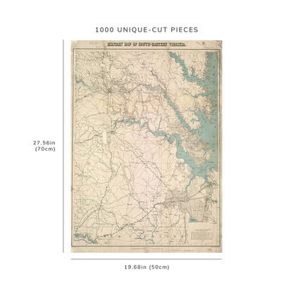 1000 Piece Jigsaw Puzzle: 1862 Map | South-eastern Virginia Relief