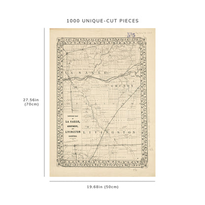 1000 Piece Jigsaw Puzzle: 1868 Map | Township map of Lasalle, Grundy, and Livingston Cou