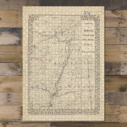 1000 Piece Jigsaw Puzzle 1868 Map Illinois | Bureau | Township of Bureau, Putnam, Stark