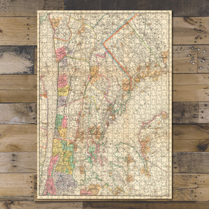 1000 Piece Jigsaw Puzzle 1890 Map New York | New York | Driving road chart of the count