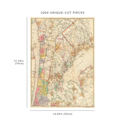 1000 Piece Jigsaw Puzzle: 1890 Map New York | New York | Driving road chart of the count