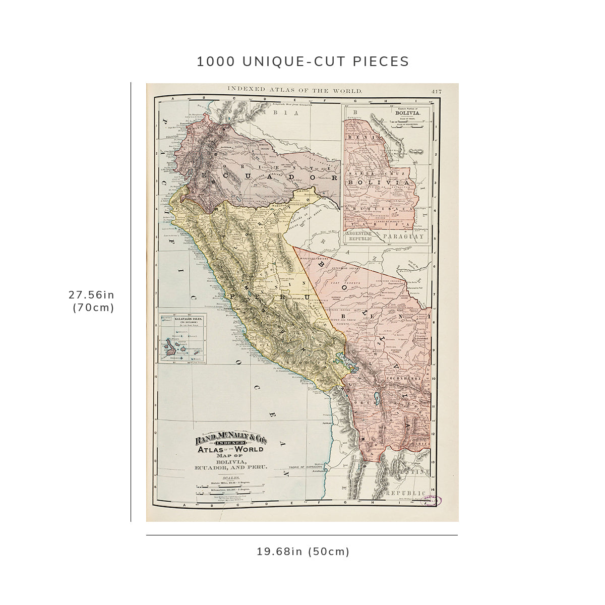 1000 Piece Jigsaw Puzzle: 1892 Maplivia | Ecuador | Peru Rand, McNally & Co.'s