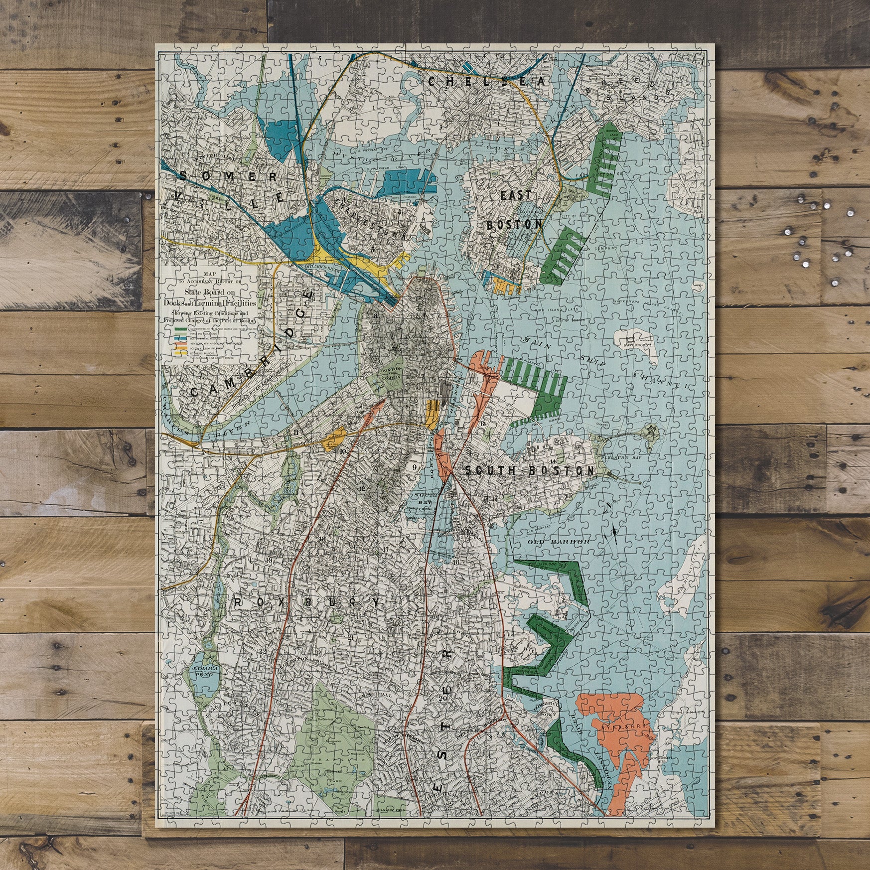 1000 Piece Jigsaw Puzzle 1896 Map | Boston Harbor | to accompany report of State Board