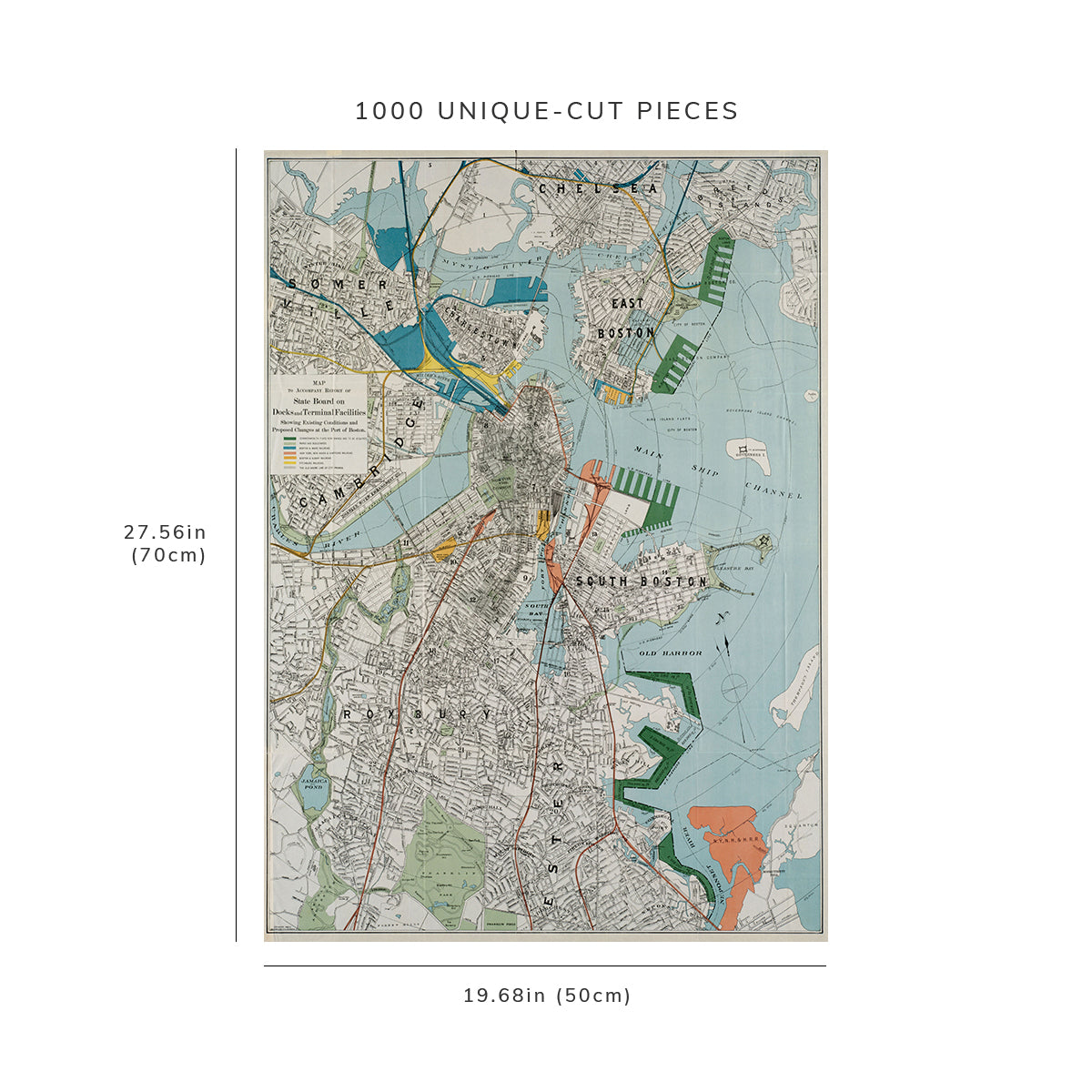 1000 Piece Jigsaw Puzzle: 1896 Map | Boston Harbor | to accompany report of State Board