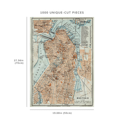 1000 Piece Jigsaw Puzzle: 1906 Map | Boston II Oriented with north towards the up