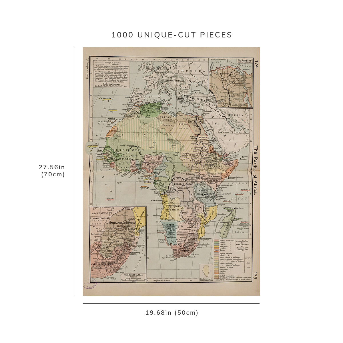 1000 Piece Jigsaw Puzzle: 1911 Map | The partition of Africa Relief shown