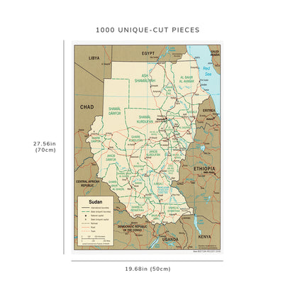 1000 Piece Jigsaw Puzzle: 2000 Map | Sudan Relief shown by shading. Shipping list