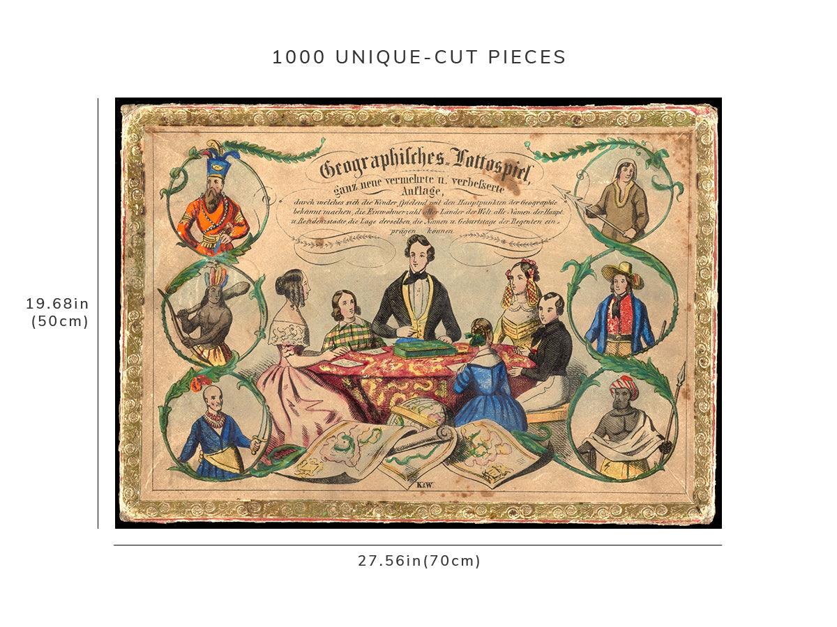 1000 piece puzzle - 1835–1855 Map of Geographical lottery game | Birthday Present Gifts