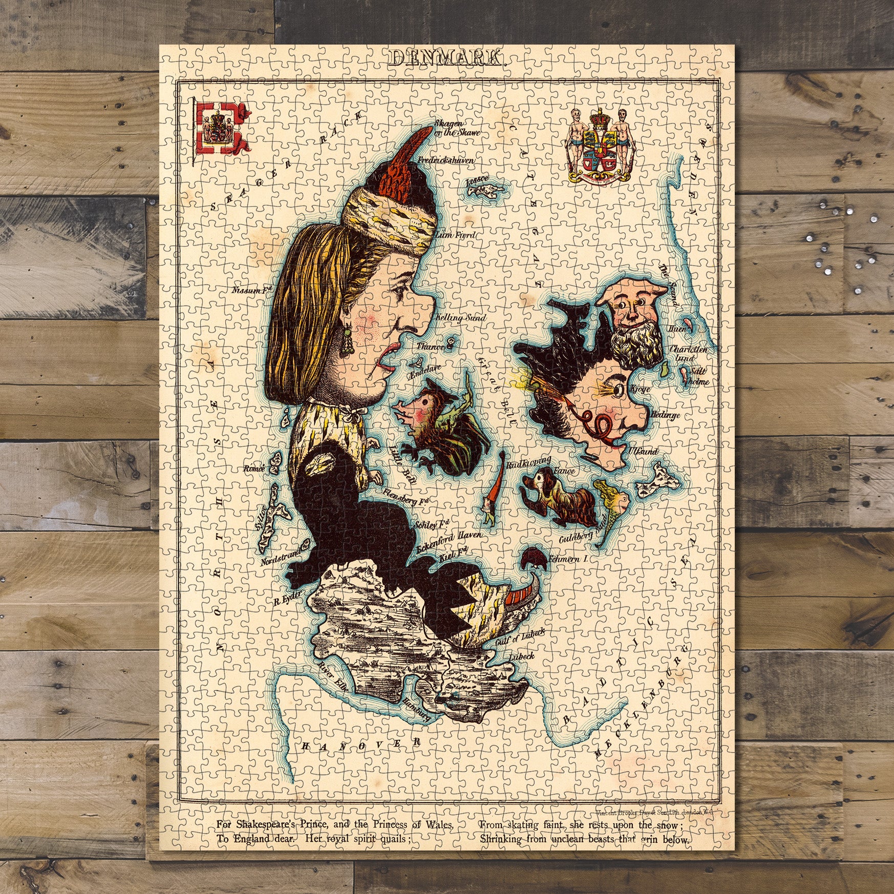 1000 Piece Jigsaw Puzzle 1868–1869 Map Denmark Denmark Pictorial Map | depicting Denmar