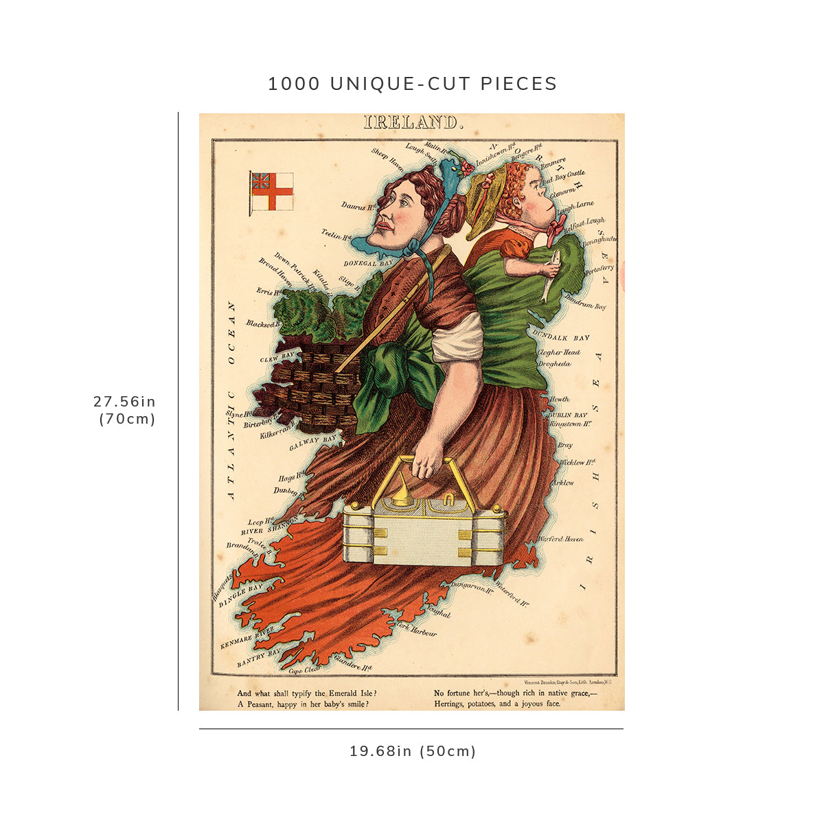 1000 Piece Jigsaw Puzzle: 1868–1869 Map Ireland Ireland Pictorial Map | depicting Irelan