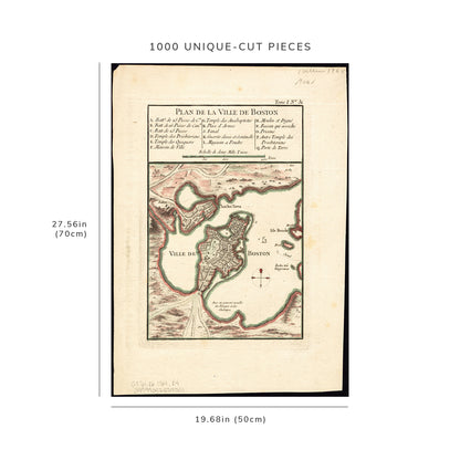 1000 Piece Jigsaw Puzzle: 1764 Map Plan de la ville de Boston Published