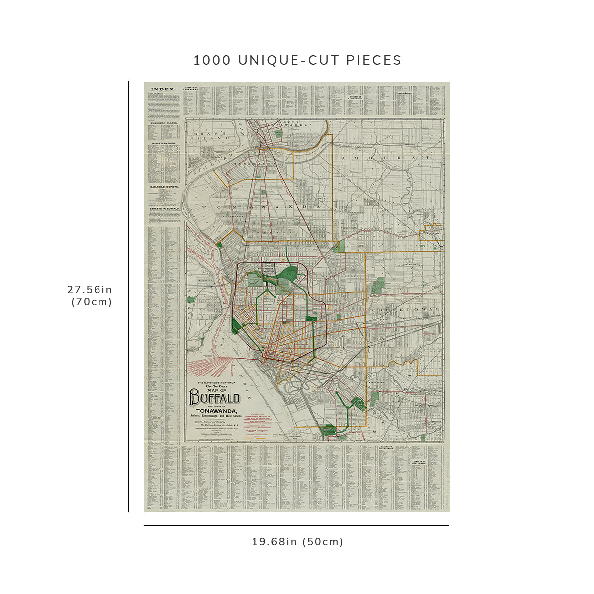 1000 Piece Jigsaw Puzzle: 1916 Map New York | Erie | North Tonawanda The Matthews
