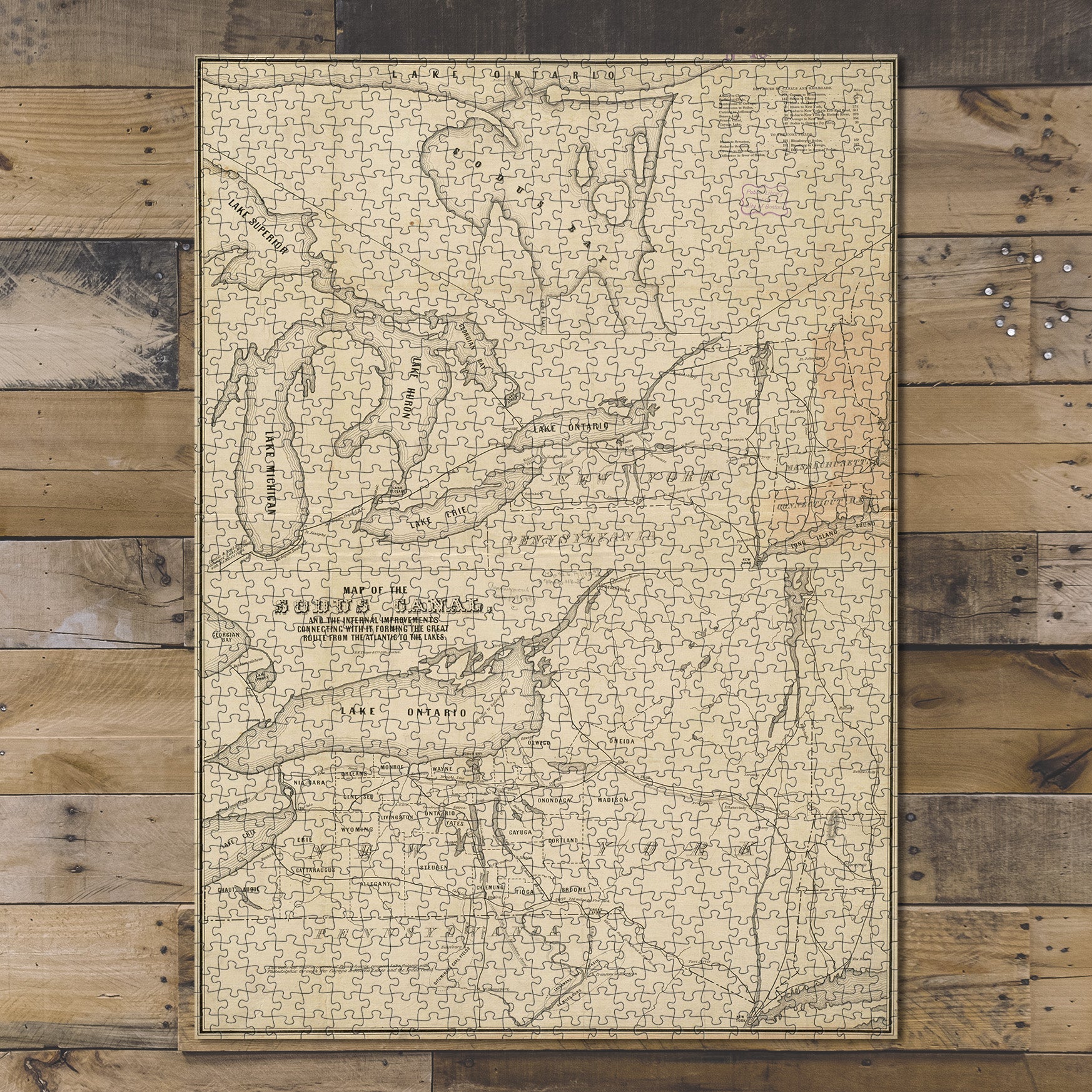 1000 Piece Jigsaw Puzzle 1850–1859 Map New York | Wayne | Sodus Bay of the Sodus Canal