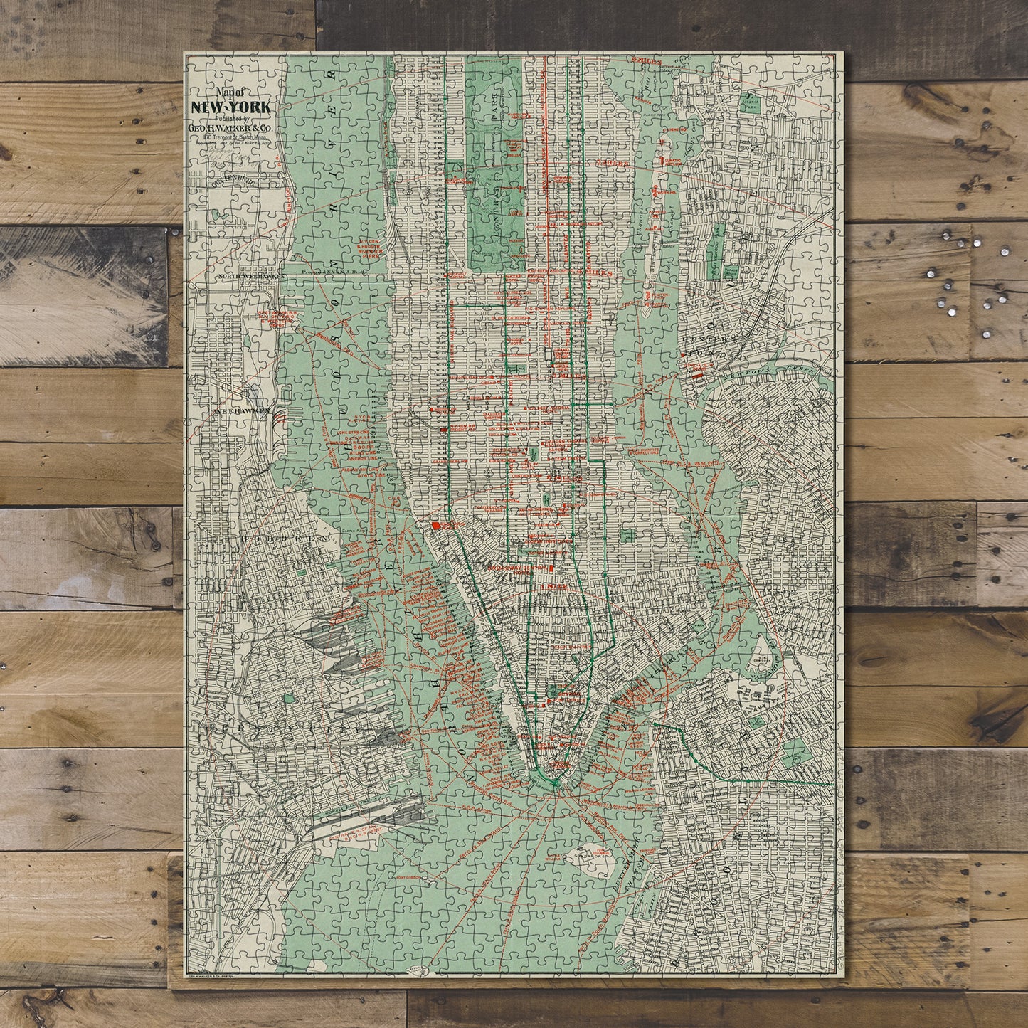 1000 Piece Jigsaw Puzzle 1898 Map New York | New York | of New-York Shows railroads, pi