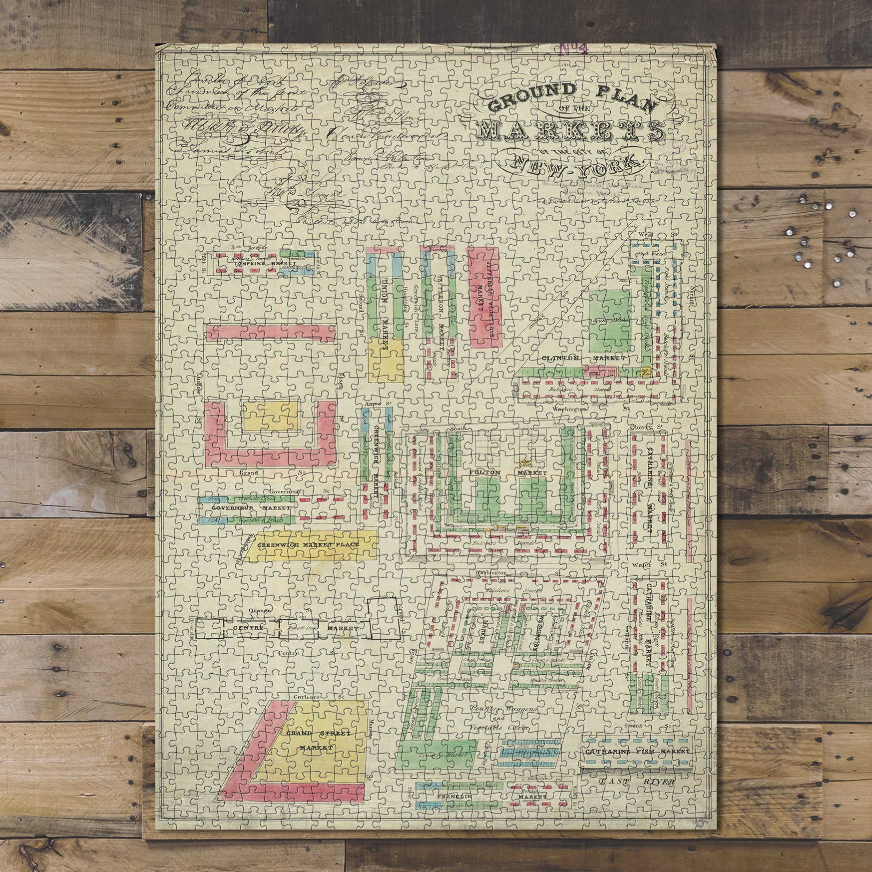 1000 Piece Jigsaw Puzzle 1850–1859 Map | Ground plan of the markets of the City of NY