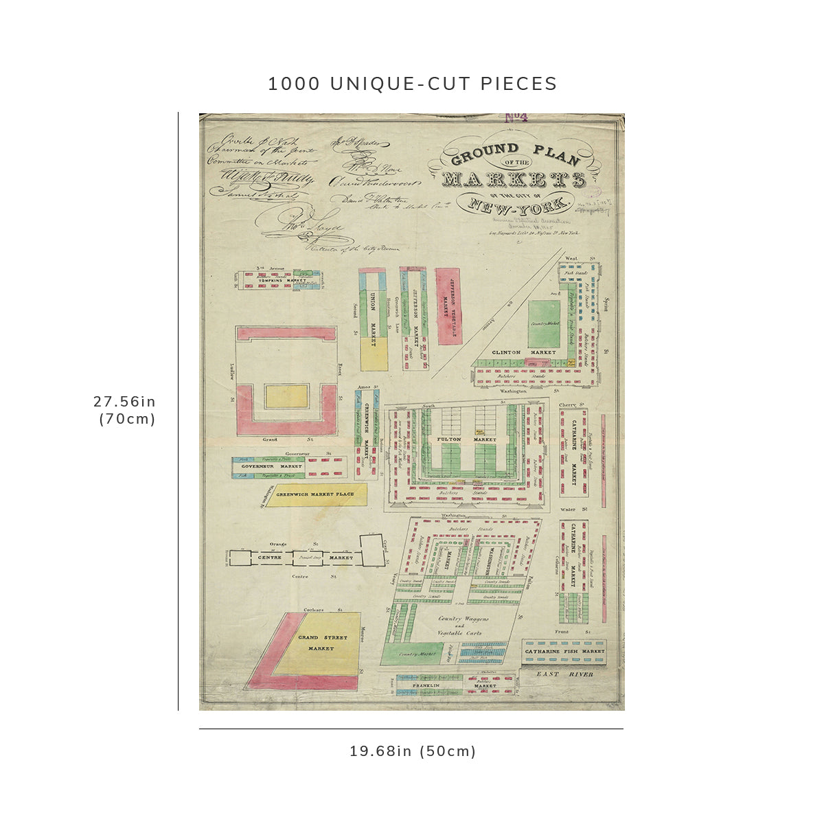 1000 Piece Jigsaw Puzzle: 1850–1859 Map | Ground plan of the markets of the City of NY