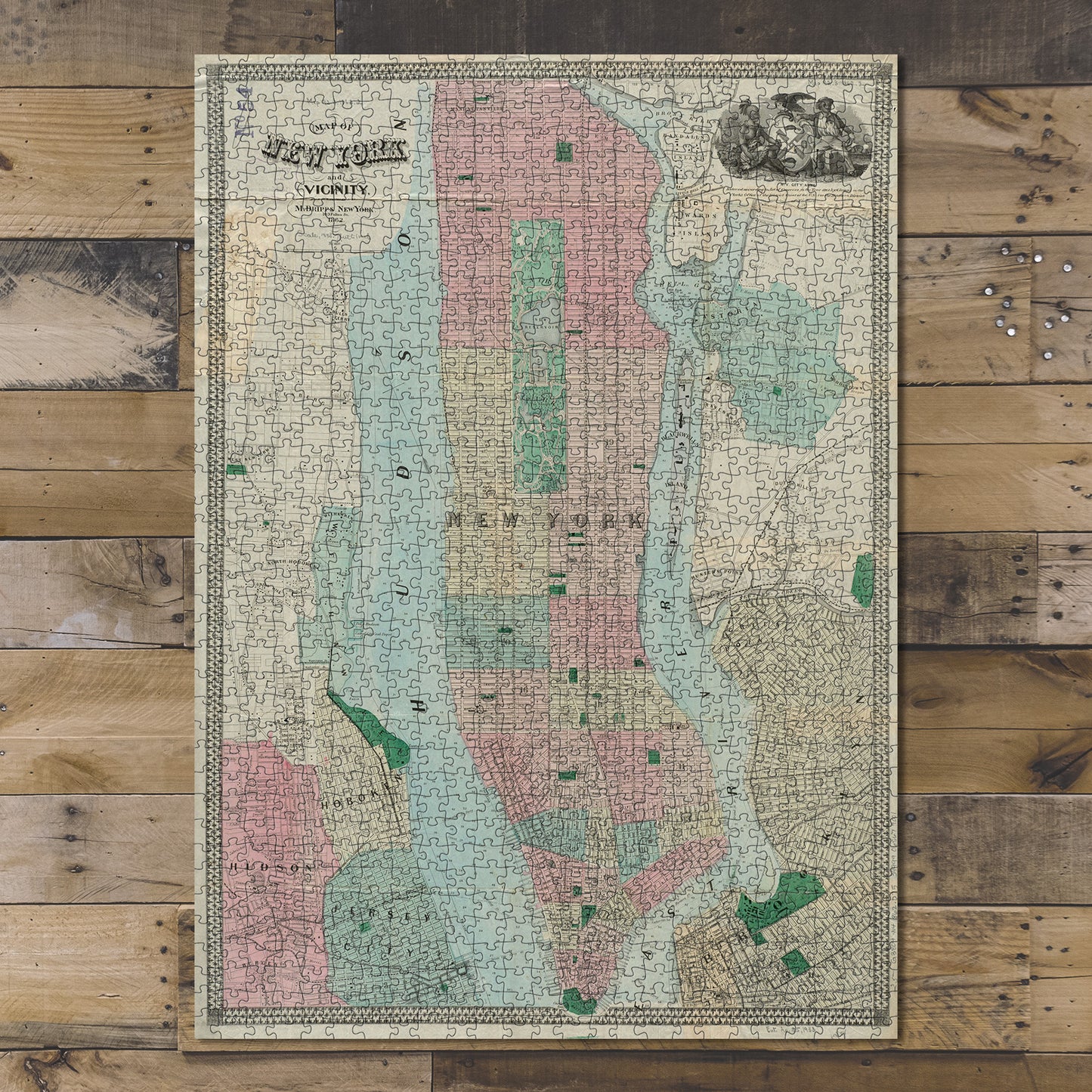 1000 Piece Jigsaw Puzzle 1862 Map New York | New York | Jersey City of New York