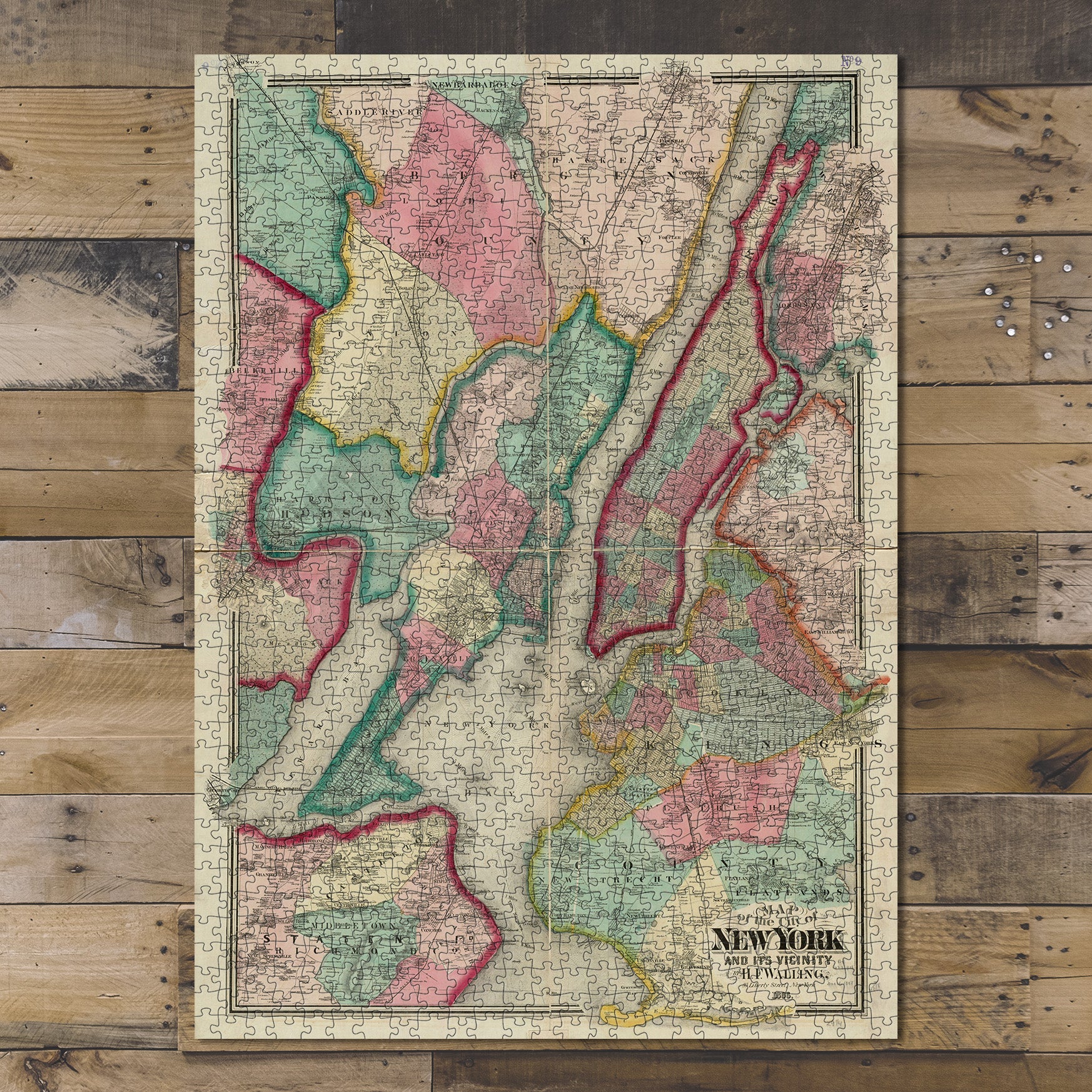 1000 Piece Jigsaw Puzzle 1866 Map | Map of the city of New York and its vicinity