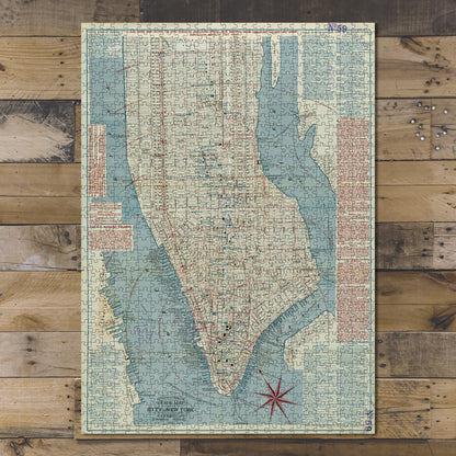 1000 Piece Jigsaw Puzzle 1877 Map | travelers guide map in, to & from the city