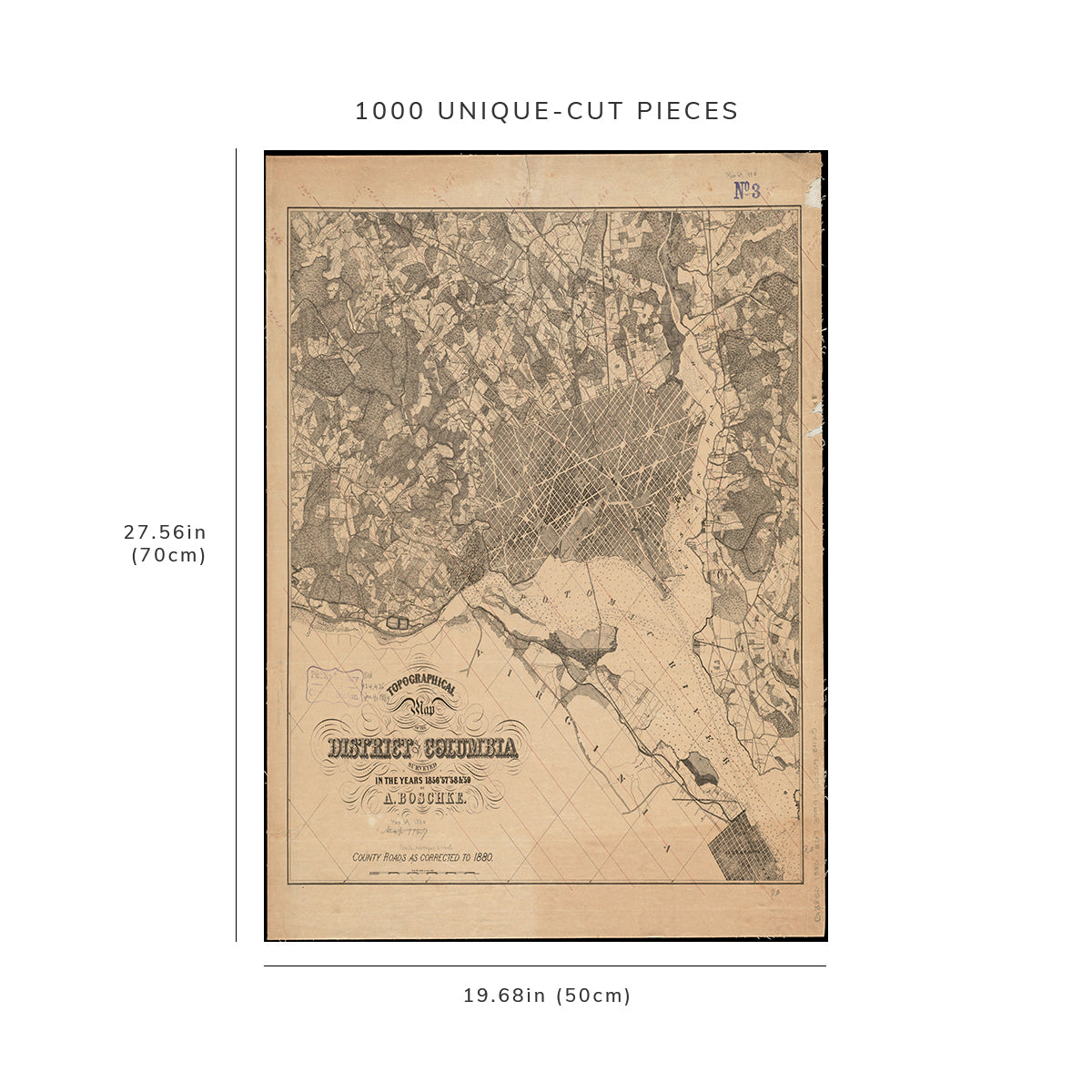 1000 Piece Jigsaw Puzzle: 1880 Map District of Columbia | Washington | Topographical