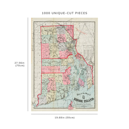 1000 Piece Jigsaw Puzzle: 1887 Map Rhode Island of the State of Rhode Island