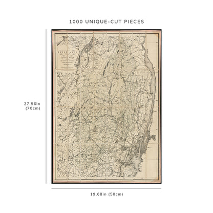 1000 Piece Jigsaw Puzzle: 1880 Map New Jersey | Passaic (river) | Water shed of the Pass