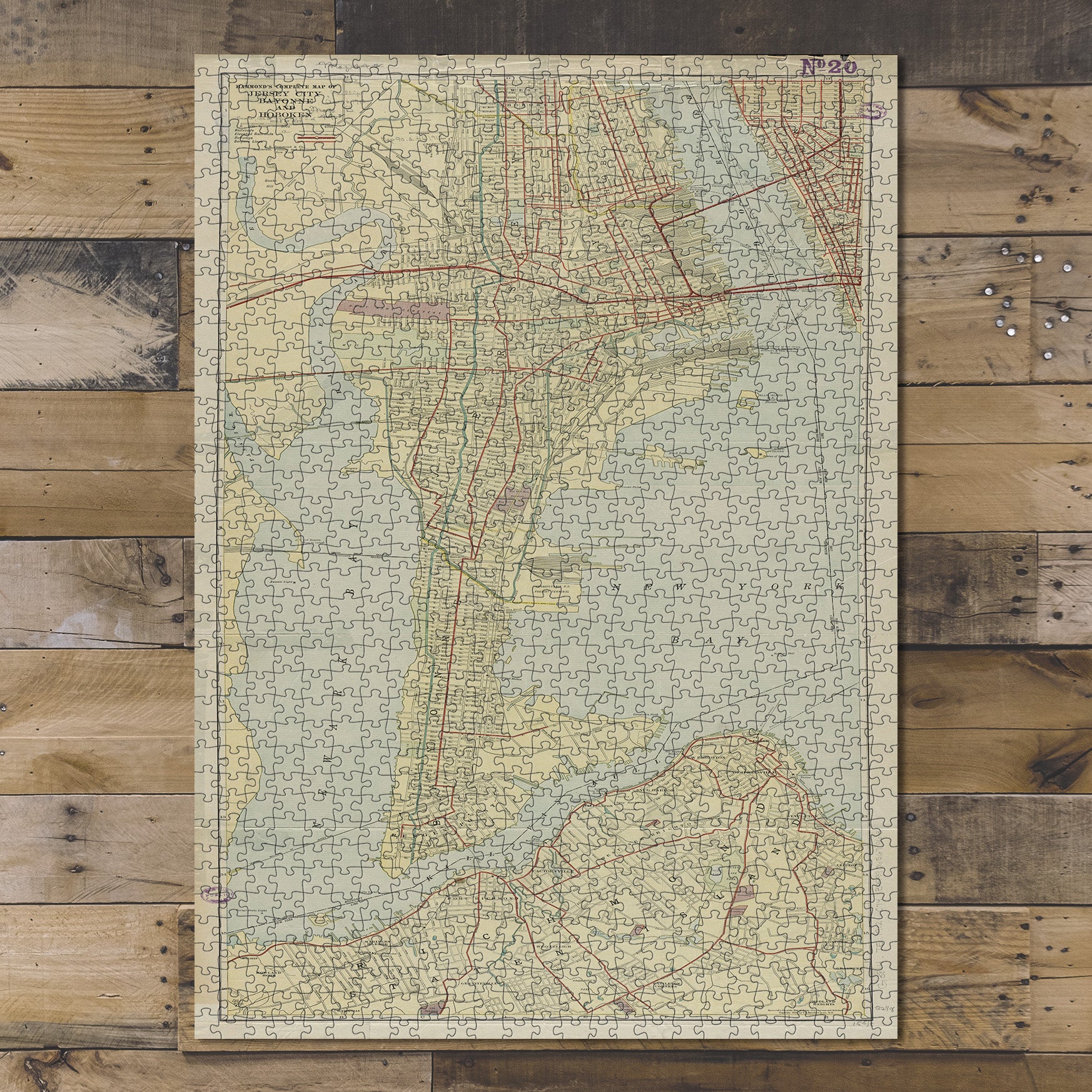 1000 Piece Jigsaw Puzzle 1912 Map New Jersey | Hudson | Bayonne Hammond's complete