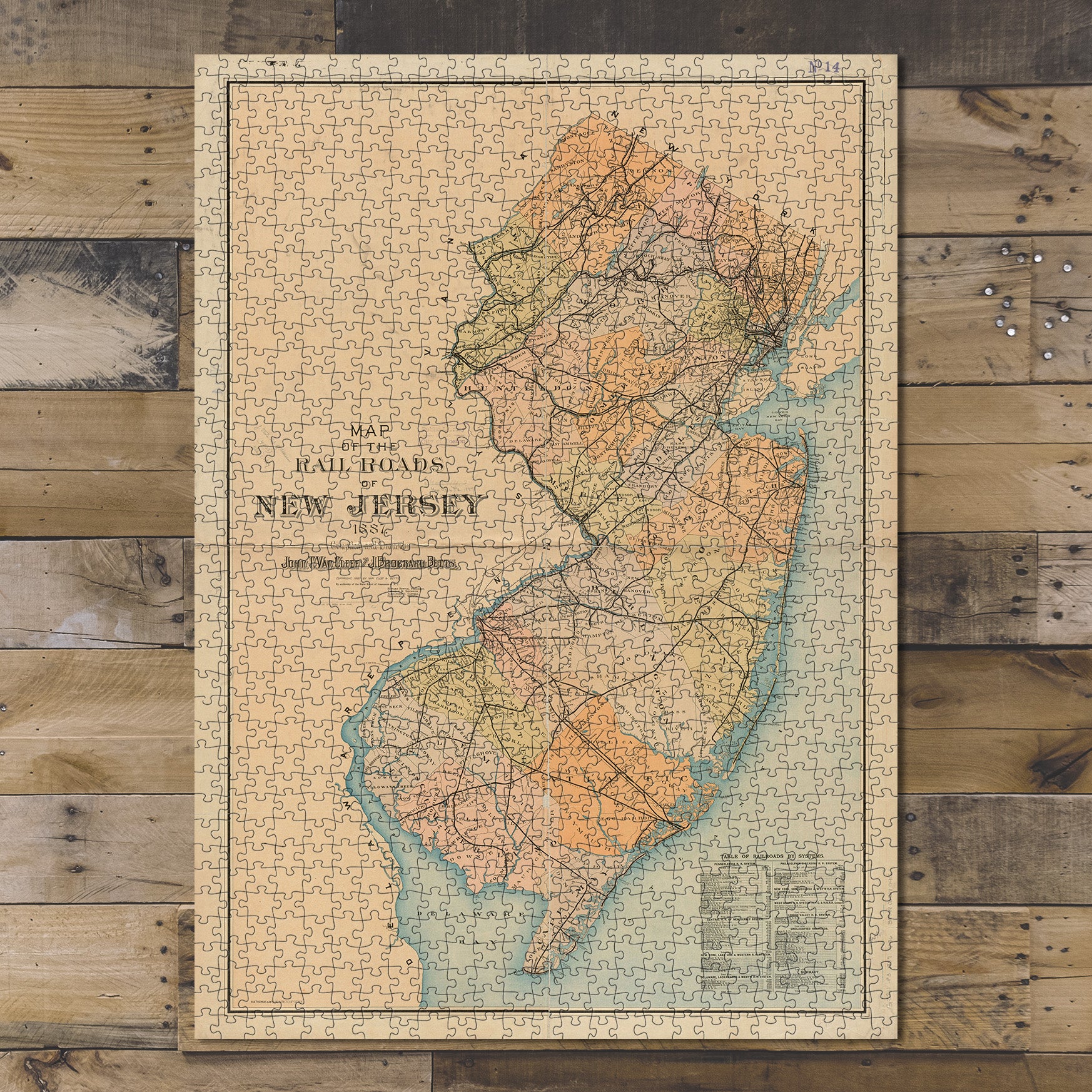 1000 Piece Jigsaw Puzzle 1887 Map | Map of the rail roads of New Jersey 1887 | Descript