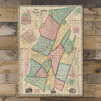 1000 Piece Jigsaw Puzzle 1859 Map Pennsylvania | Blair | Tyrone of Blair County