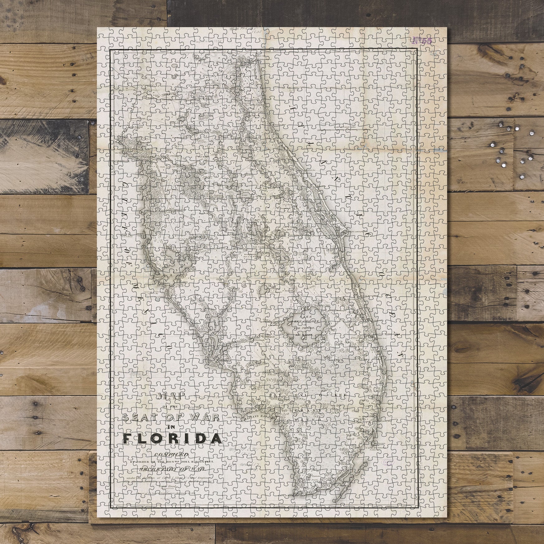 1000 Piece Jigsaw Puzzle 1838 Map Florida of the seat of war in Florida