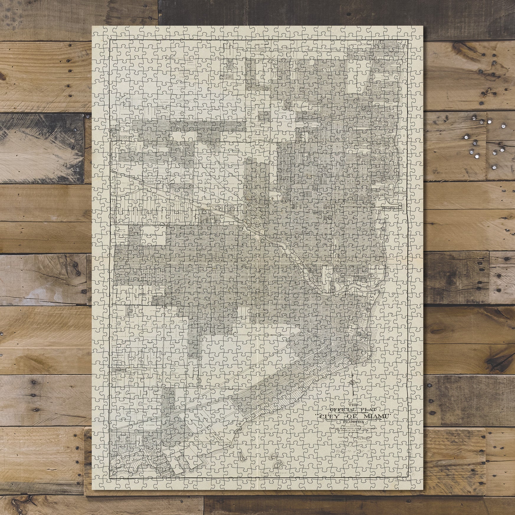 1000 Piece Jigsaw Puzzle 1918 Map Florida | Miami-Dade | Miami The official plat
