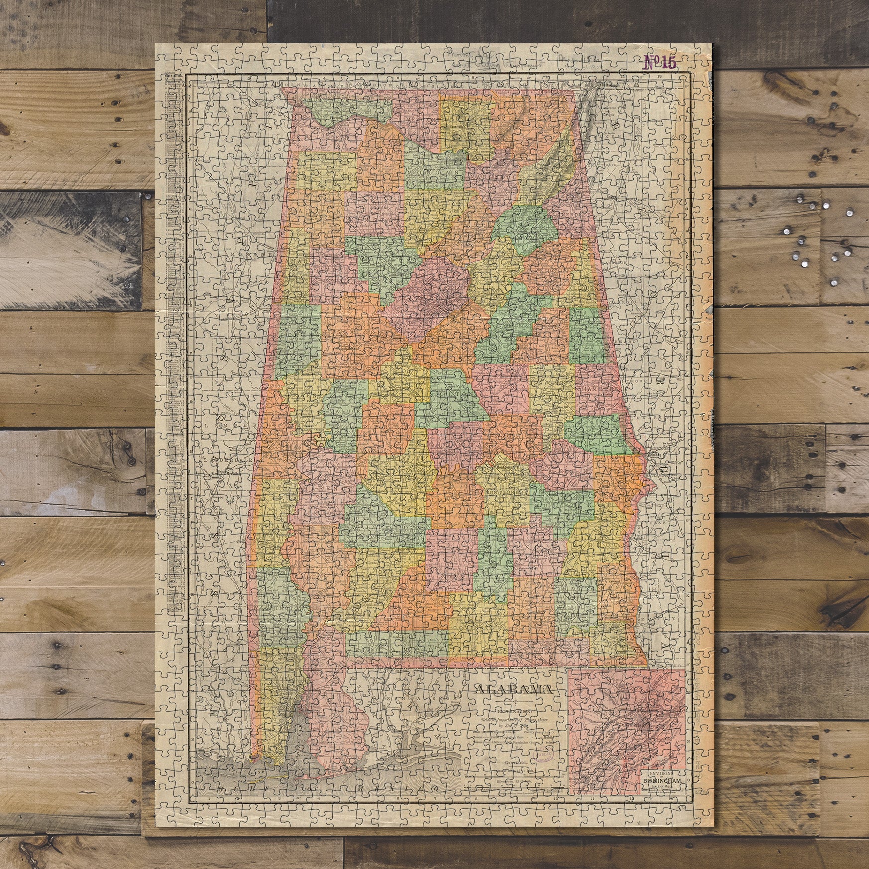 1000 Piece Jigsaw Puzzle 1904 Map Alabama | Jefferson | Birmingham Alabama Guide