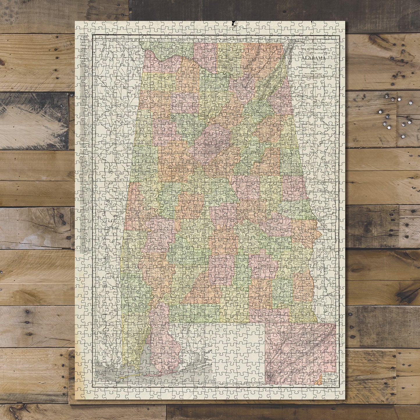 1000 Piece Jigsaw Puzzle 1917 Map | Alabama New commercial atlas map of Alabama