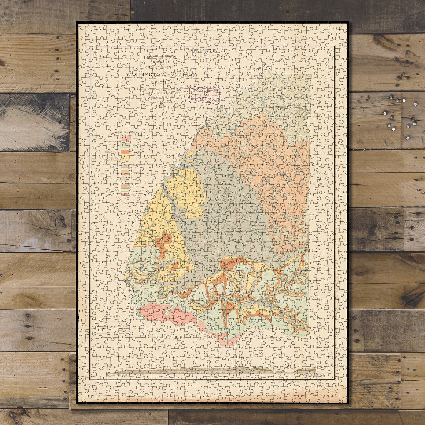 1000 Piece Jigsaw Puzzle 1882 Map Kentucky | Washington | Washington and Marion countie