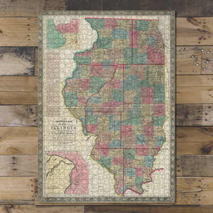 1000 Piece Jigsaw Puzzle 1852 Map Illinois New sectional of the state of Illinois